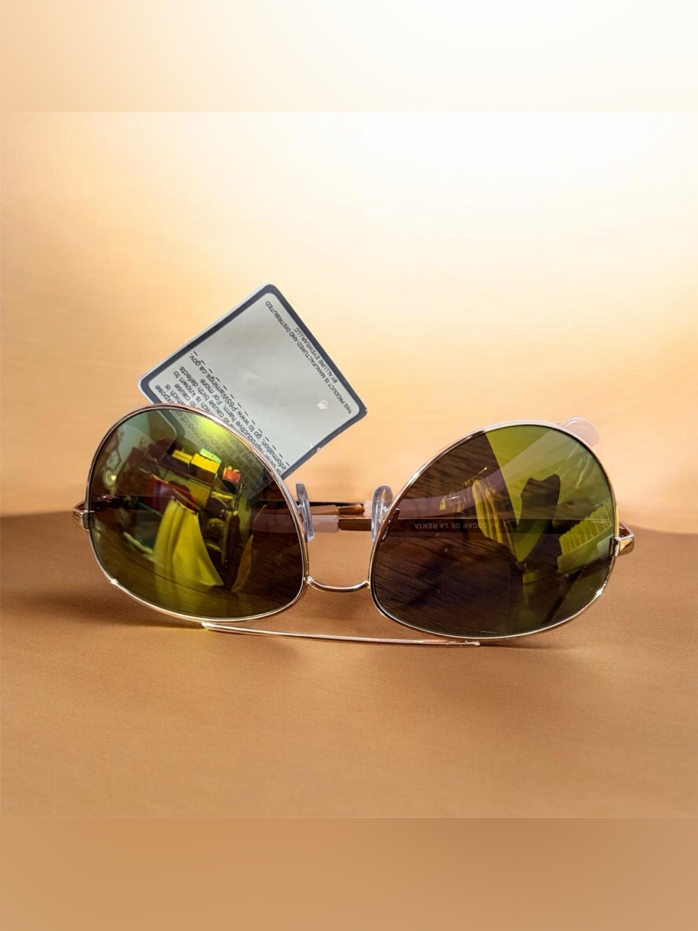 NWT-Oscar de la Renta Rose Gold Aviator Sunglasses 100%UV Protection